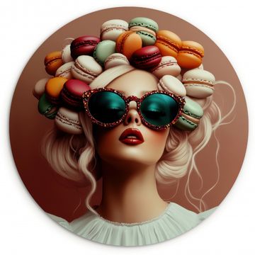 Muurcirkel - Vrouw - Macarons - Bril
