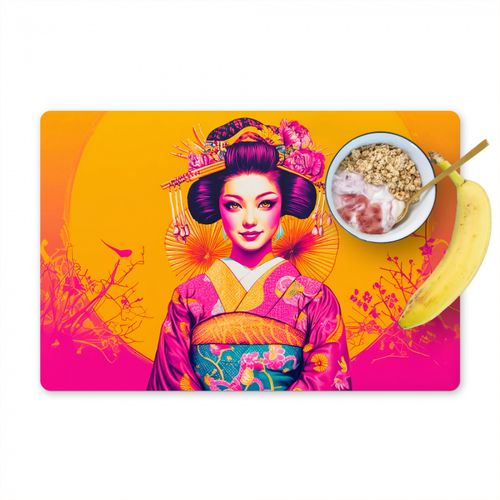 Placemat vinyl - Bloemen - Vrouw - Kimono - Roze
