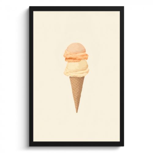 Poster met lijst - Minimalistisch - Schepijs - Hoorntje - Beige