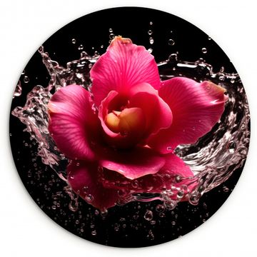 Muurcirkel - Bloemen - Roze - Water - Zwart - Botanisch - Natuur