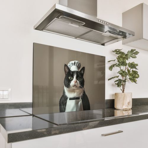 Spatscherm Aluminium - Kat - Kokskleding - Zwart - Wit