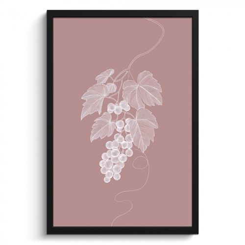 Poster met lijst - Tros - Druiven - Illustratie - Bladeren