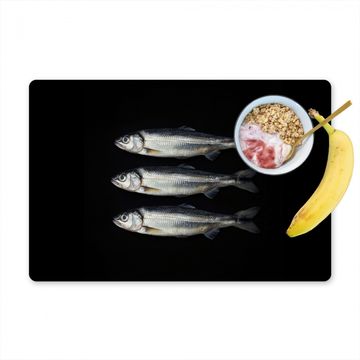 Placemat vinyl - Haring - Vissen - Zwart