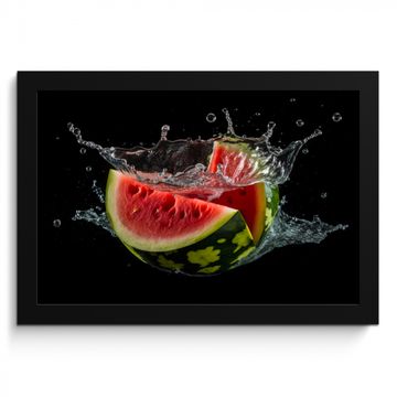 Poster met lijst - Watermeloen - Zwart - Water - Fruit - Meloen