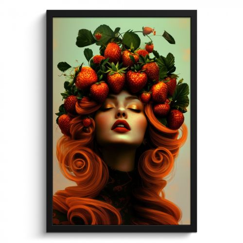 Poster met lijst - Vrouw - Aardbeien - Kroon