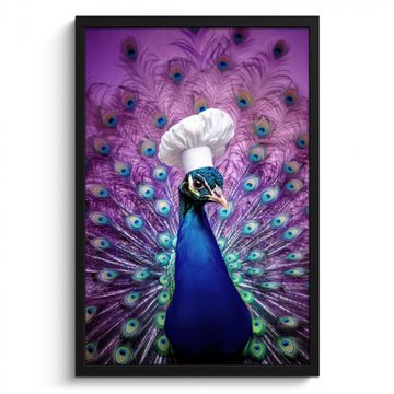 Poster met lijst - Pauw - Koksmuts - Cool - Paars