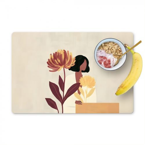 Placemat vinyl - Vrouw - Minimalistisch - Bloem