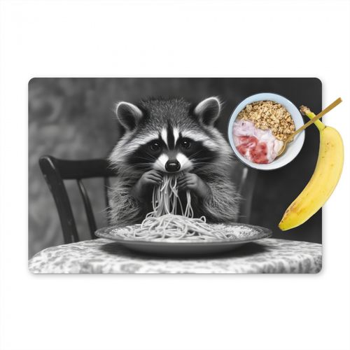 Wasbeer - Cute - Pasta - Tafelkleed - Zwart - Wit