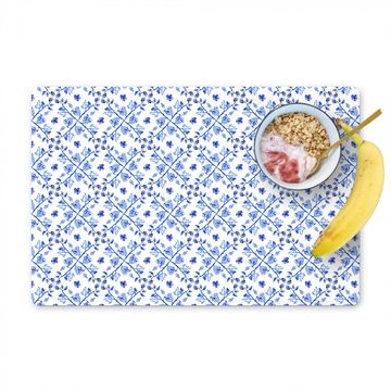 Placemat vinyl - Delfts Blauw Bloemenmozaïek