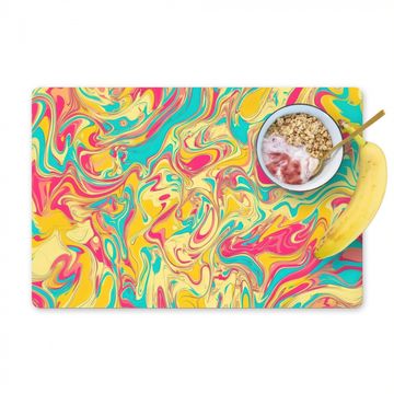 Placemat vinyl - Geel - Roze - Blauw - Retro