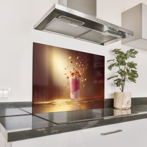 Spatscherm Aluminium - Framboos - Smoothie - Drinken - Roze