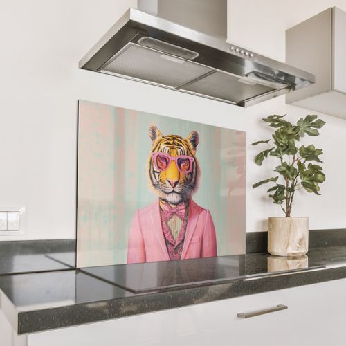 Spatscherm Aluminium - Tijger - Strik - Jasje - Roze