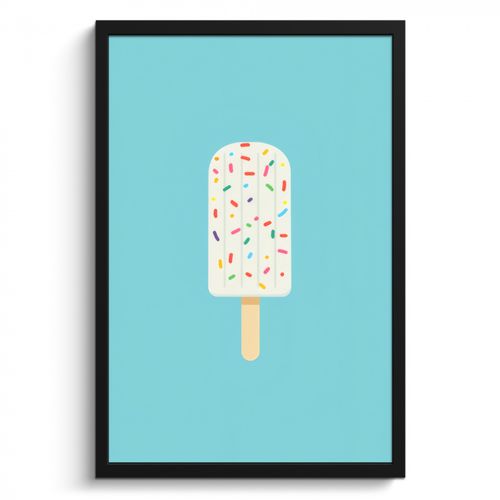 Poster met lijst - Ijsje - Stokje - Sprinkles - Lichtblauw