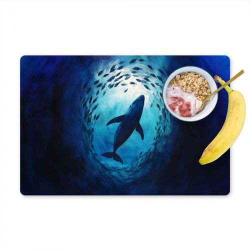 Placemat vinyl - Walvis - Vissen - Donkerblauw