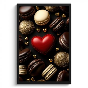 Poster met lijst - Macarons - Rood - Hart
