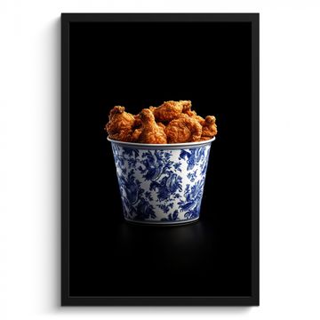 Poster met lijst - Kip - Bucket - Delfts blauw - Lekker