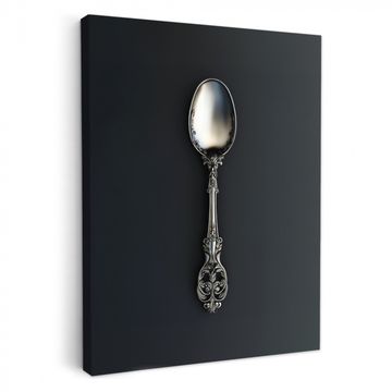 Canvas schilderij - Lepel - Zilver - Metaal