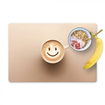 Placemat vinyl - Koffie - Melkschuim - Lach - Beige