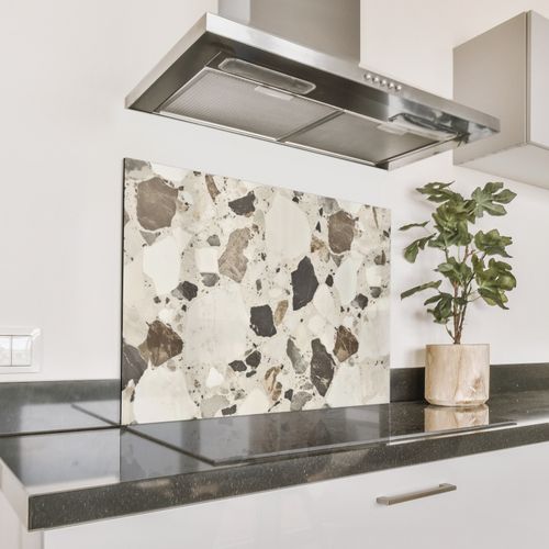 Spatscherm Aluminium - Neutral - Stenen - Decoratie - Terrazzo