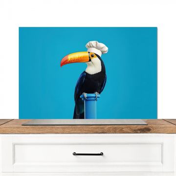 Spatscherm Aluminium - Tucan - Sokkel - Vogel - Koksmuts
