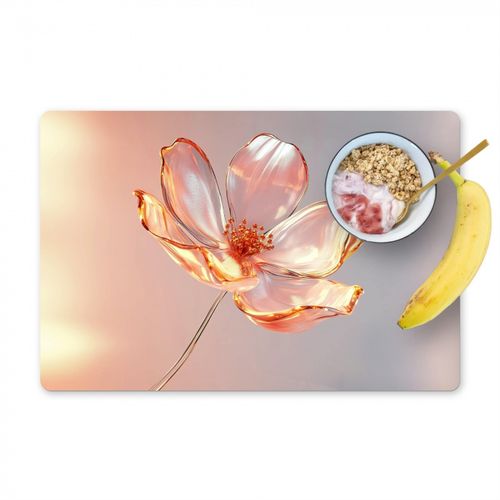 Placemat vinyl - Glazen - Bloem - Roze