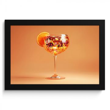 Poster met lijst - Drank - Oranje - Glitter - Disco