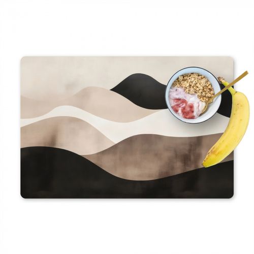 Placemat vinyl - Abstract - Landschap - Golven - Crèmekleur