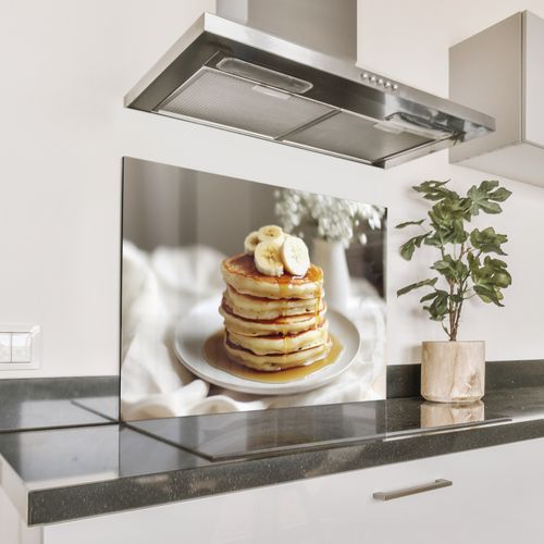 Spatscherm Aluminium - Pannenkoeken - Banaan - Siroop - Wit - Beige