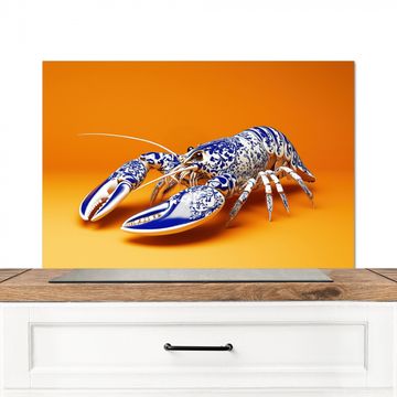Spatscherm Aluminium - Kreeft - Delftsblauw - Schild - Stoer - Oranje