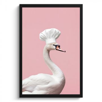 Poster met lijst - Zwaan - Koksmuts - Mooi - Klassiek