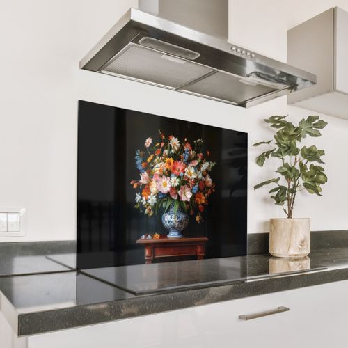 Spatscherm Aluminium - Boeket - Roze - Bloemen - Vaas