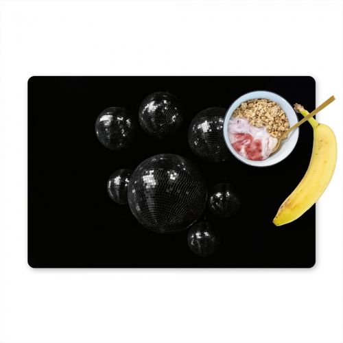Placemat vinyl - Discoballen - Minimalistisch - Zwart