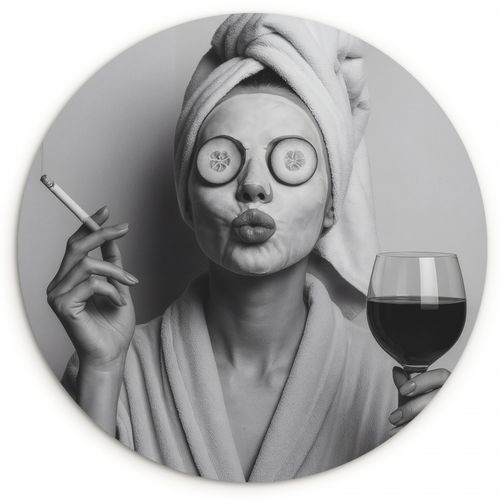Muurcirkel - Vrouw - Masker - Wijn - Sigaret