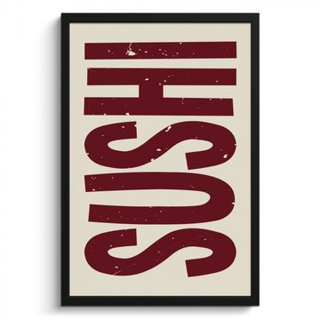 Poster met lijst - Sushi - Rood - Japandi - Decoratie