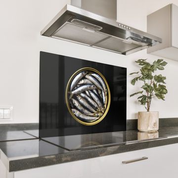 Spatscherm Aluminium - Sardines - Vissen - Rond - Zwart