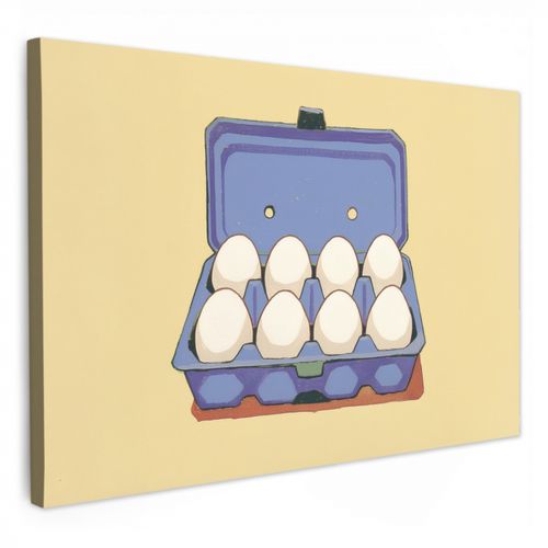 Canvas schilderij - Eieren - Doos - Minimalistisch - Blauw