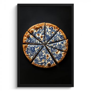 Poster met lijst - Pizza - Eten - Delftsblauw