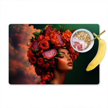 Placemat vinyl - Vrouw - Drankenfruit - Rozen