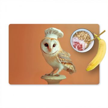 Placemat vinyl - Kerkuil - Koksmuts - Oranje - Vogel