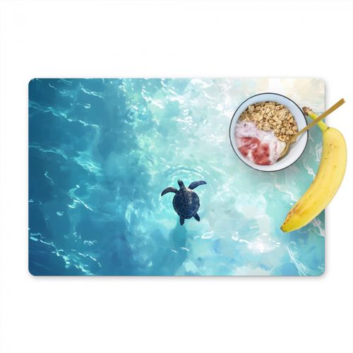 Placemat vinyl - Schildpad - Zee - Blauw - Schittering