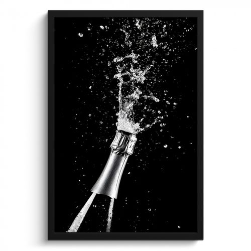 Poster met lijst - Champagne - Zwart - Spetters - Popping
