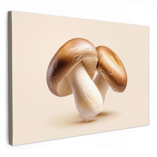 Canvas schilderij - Champignons - Zacht - Beige