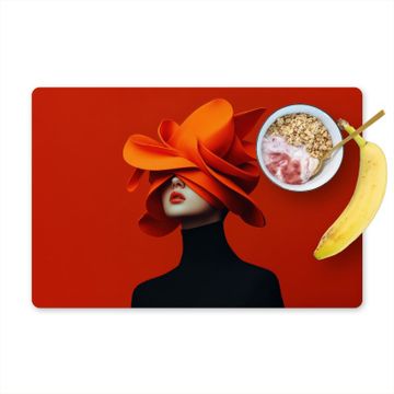 Placemat vinyl - Oranje - Hoed - Vrouw