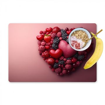 Placemat vinyl - Fruit - Hartjes - Aardbeien - Frambozen - Bosbessen