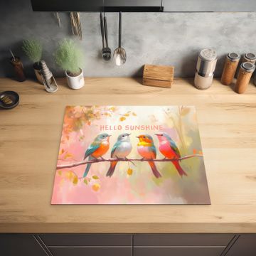 Inductie beschermer - Vogels - Tak - Quote - Roze