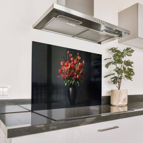 Spatscherm Aluminium - Boeket - Tulpen - Vaas - Rood