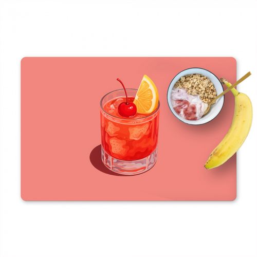 Placemat vinyl - Glas - Ijsblokjes - Citroen - Kers