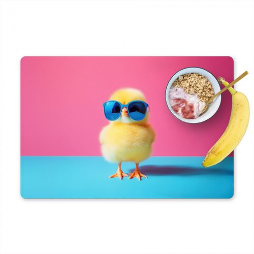 Placemat vinyl - Kuiken - Zonnebril - Blauw