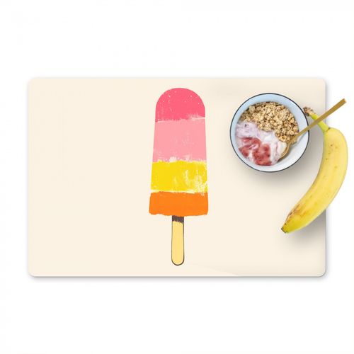 Placemat vinyl - Waterijsje - Retro - Stokje - Roze
