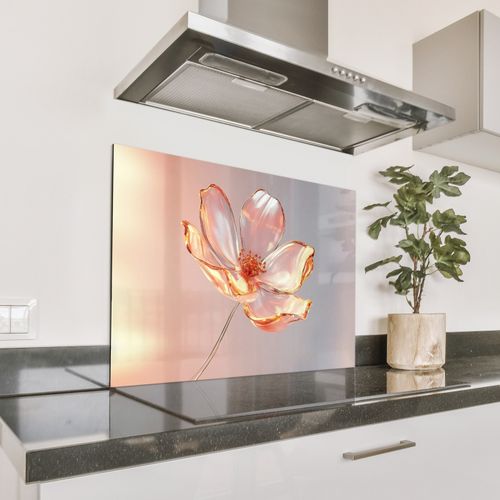 Spatscherm Aluminium - Glazen - Bloem - Roze